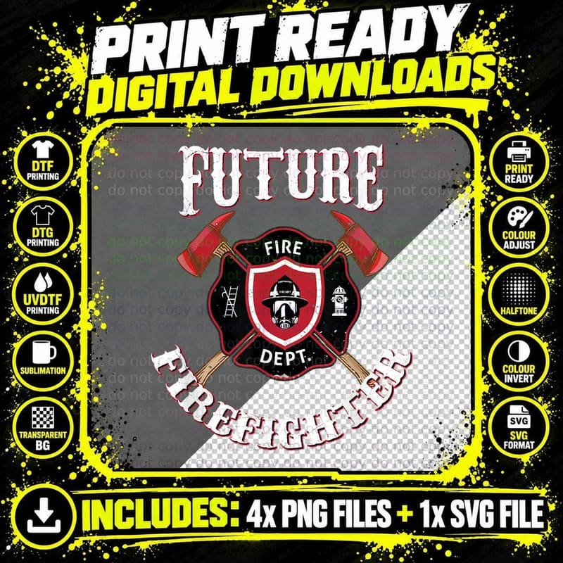 Future Firefighter Fire Department T-Shirt Png SVG Digital Bundle