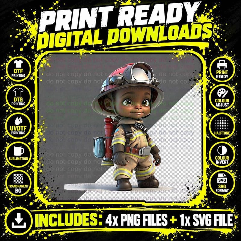 Future Firefighter Hero - Cute Kid in Firefighter Png SVG Digital Bundle