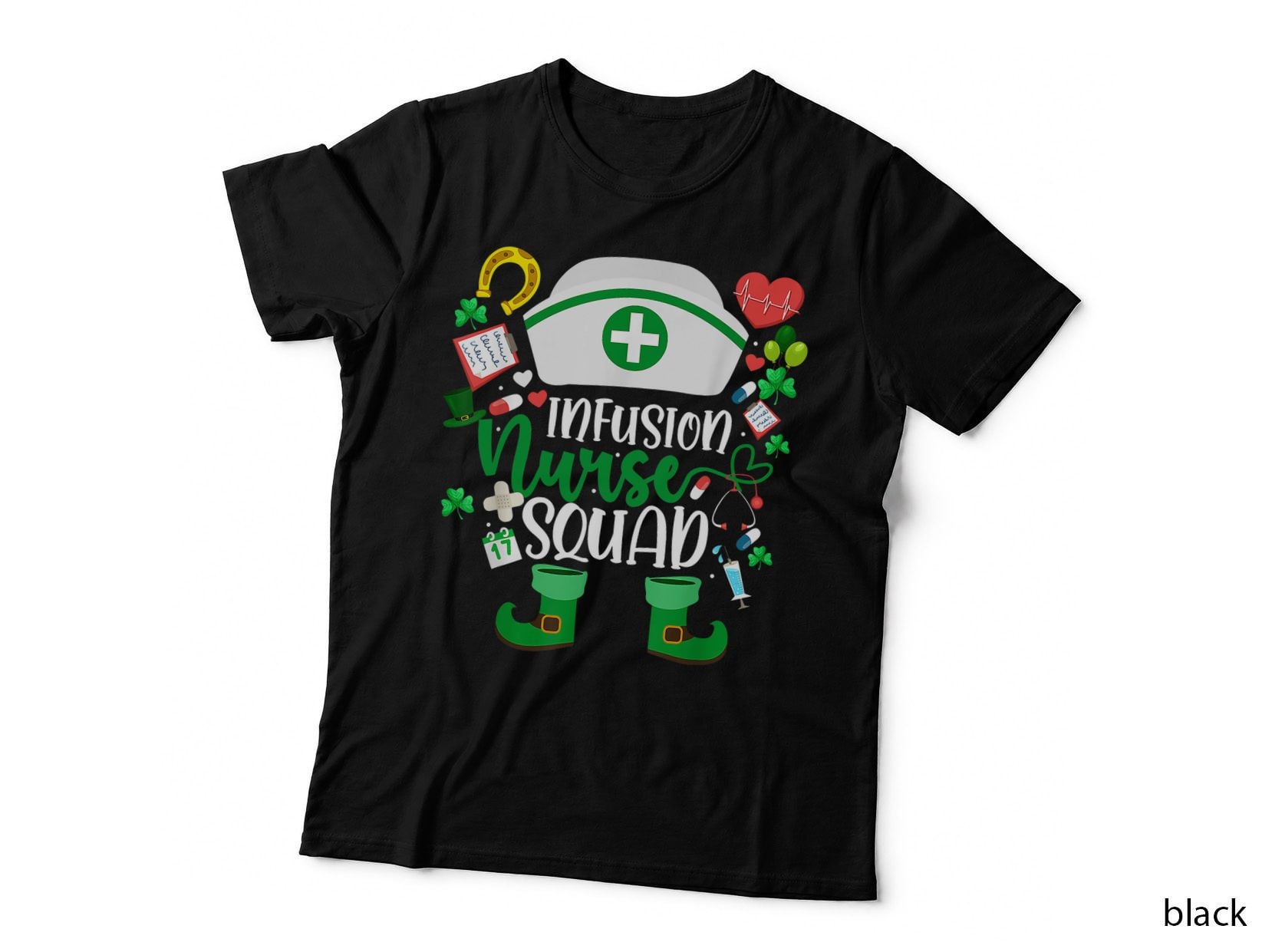 Happy St Patrick Day Infusion Nurse Squad Nursing Leprechaun T-Shirt