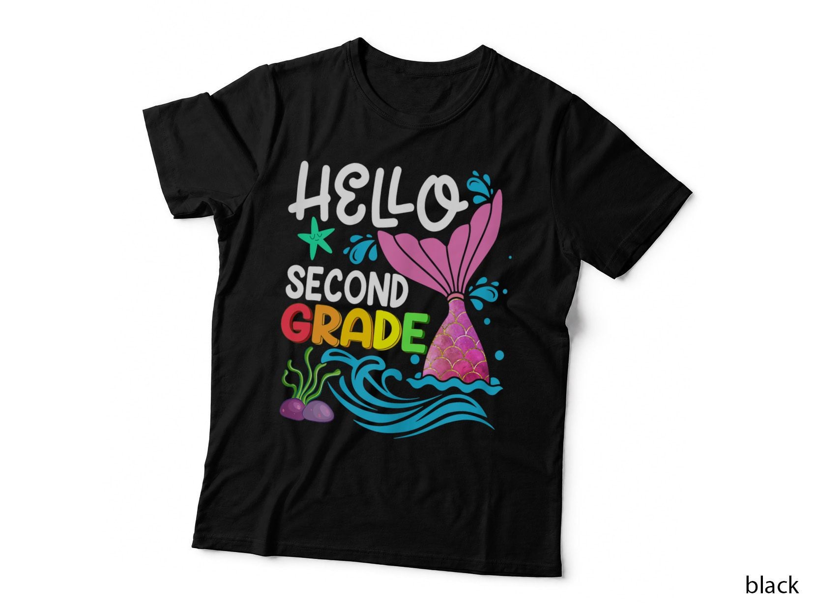Hello Second Grade Mermaid Back to School Teacher Girls Kids T-Shirt
