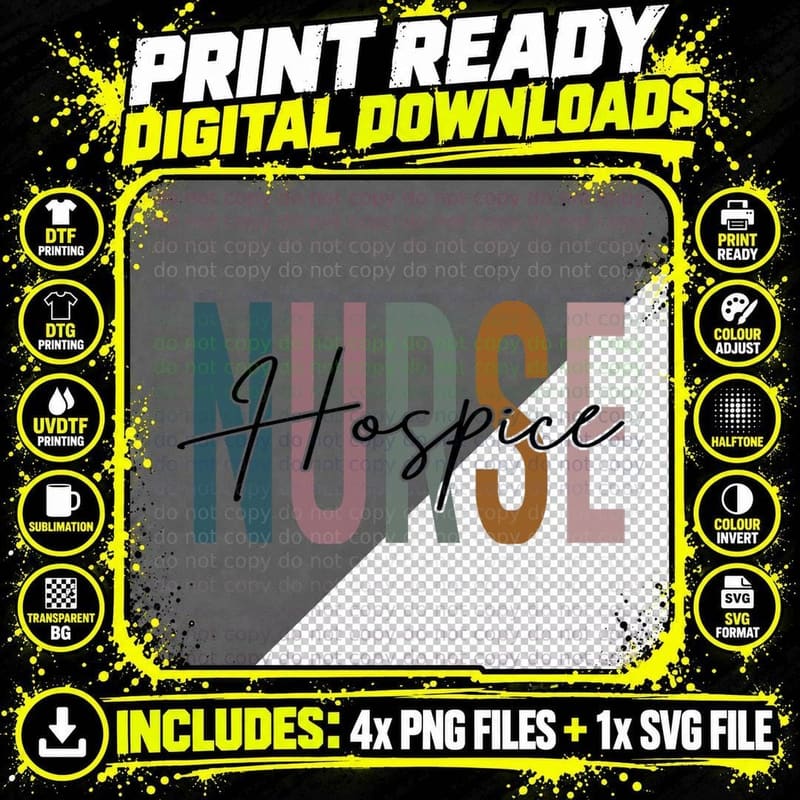 Hospice Nurse Life Multicolor Tee Hospice Nurse Gifts Png SVG Digital Bundle