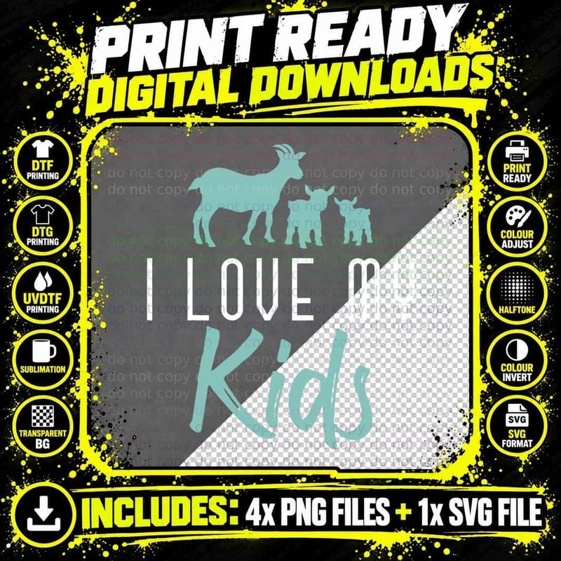 I Love My Kids Funny Farmer Farm Animal Farming Goat Png SVG Digital Bundle