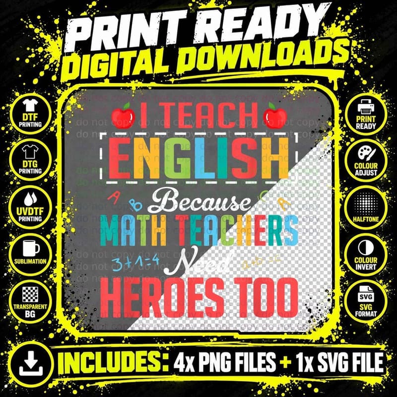 I Teach English Grammar English Teacher T-Shirt Png SVG Digital Bundle
