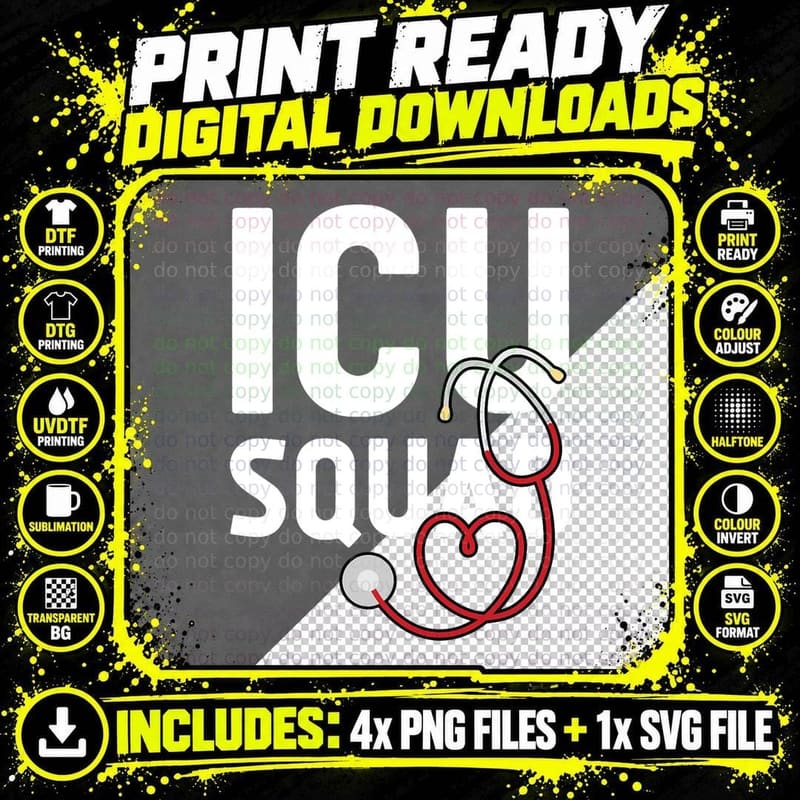 ICU Squad for ICU Nurse T-Shirt Png SVG Digital Bundle