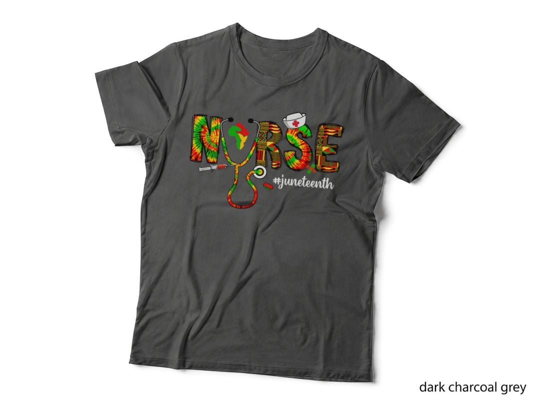 Junenth Nurse Tie Dye Nursing Kente 1865 Black History T-Shirt