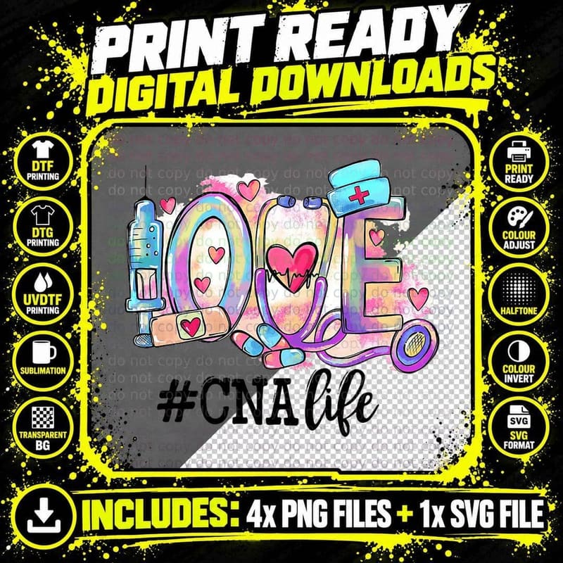 Love Cna Life Nurse Valentines Day Women T-Shirt Png SVG Digital Bundle