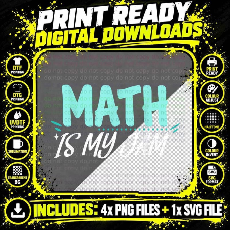 Math Is My Jam Tshirt Teacher's Day Math Humor T-Shirt Png SVG Digital Bundle