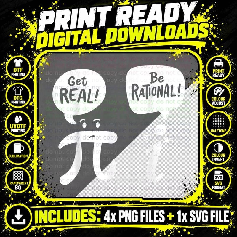 Math Teacher Math Student Be Real Get Rational T-Shirt Png SVG Digital Bundle