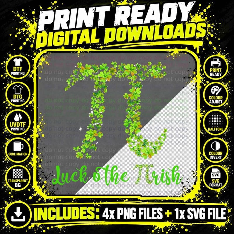 Math Teacher Pi Day Patrick Day Shamrock Luck O Pi Rish Png SVG Digital Bundle