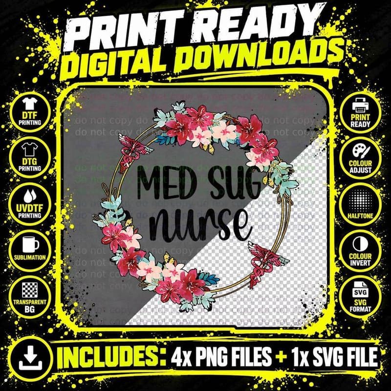 Med Surg Nurse Appreciation Medical-Surgical Nursing Png SVG Digital Bundle