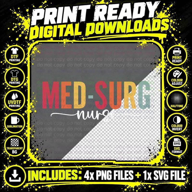 Med Surg Nurse Appreciation Nursing School Graduation Png SVG Digital Bundle