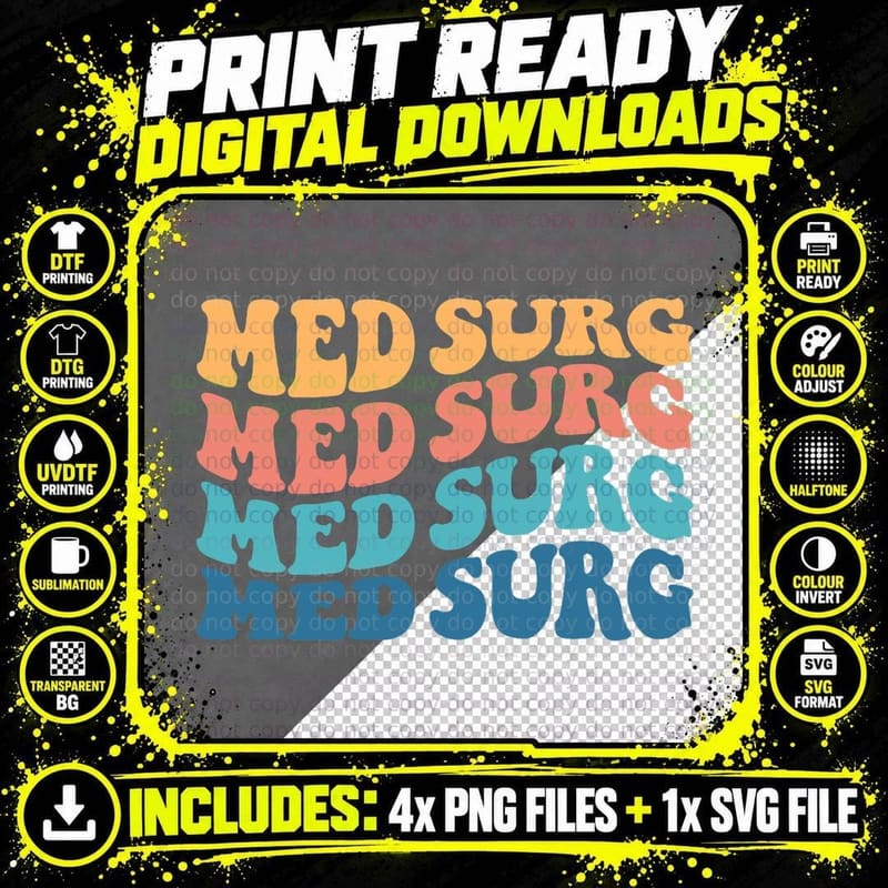 Med Surg Nurse Appreciation Nursing School Graduation Png SVG Digital Bundle