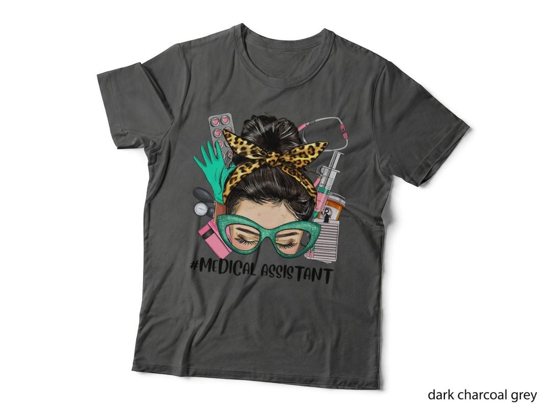 Medical Assistant Messy Bun Afro Hair Nurse Life Healthcare T-Shirt