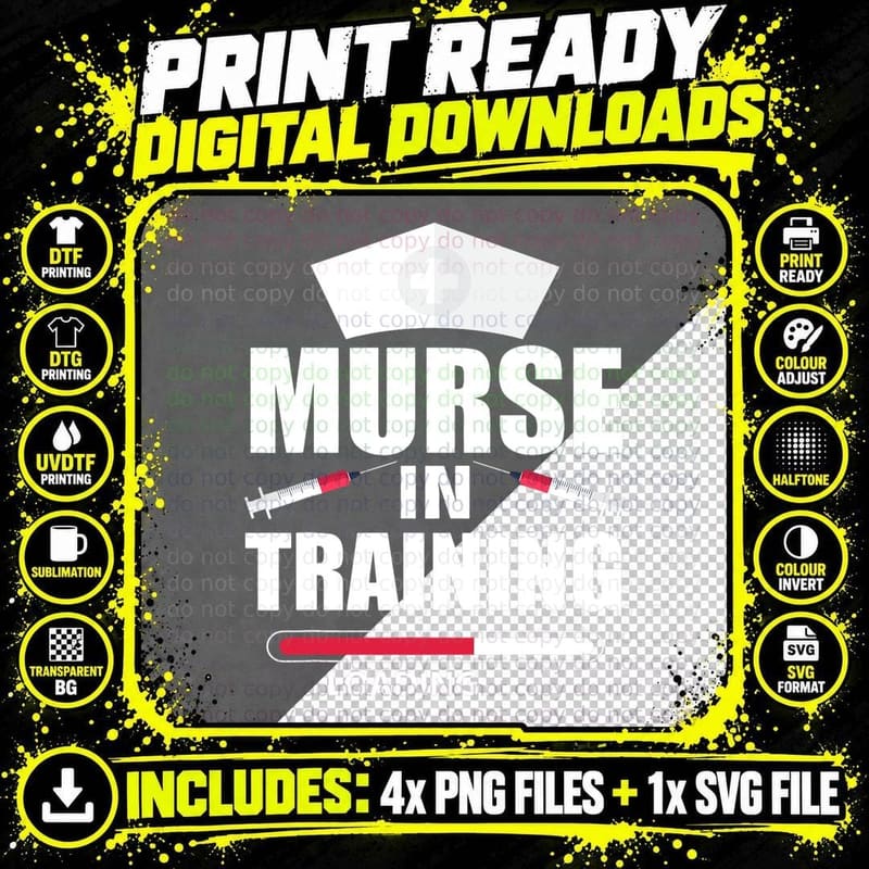 Mens Murse in Training Male Nurse Student Man Nurses Png SVG Digital Bundle