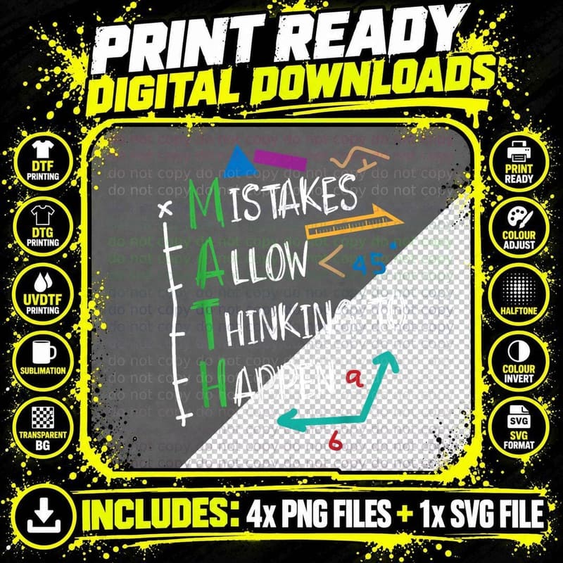 Mistakes Allow Thinking to Happen Math Teacher Student Png SVG Digital Bundle