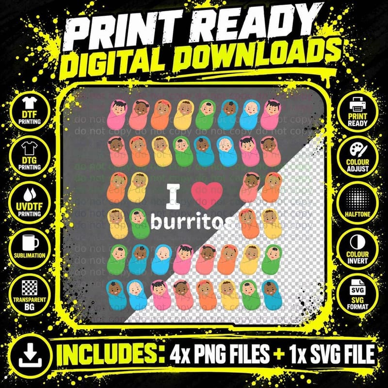 Nicu Nurse I Love Burritos Infant Care Specialist Png SVG Digital Bundle