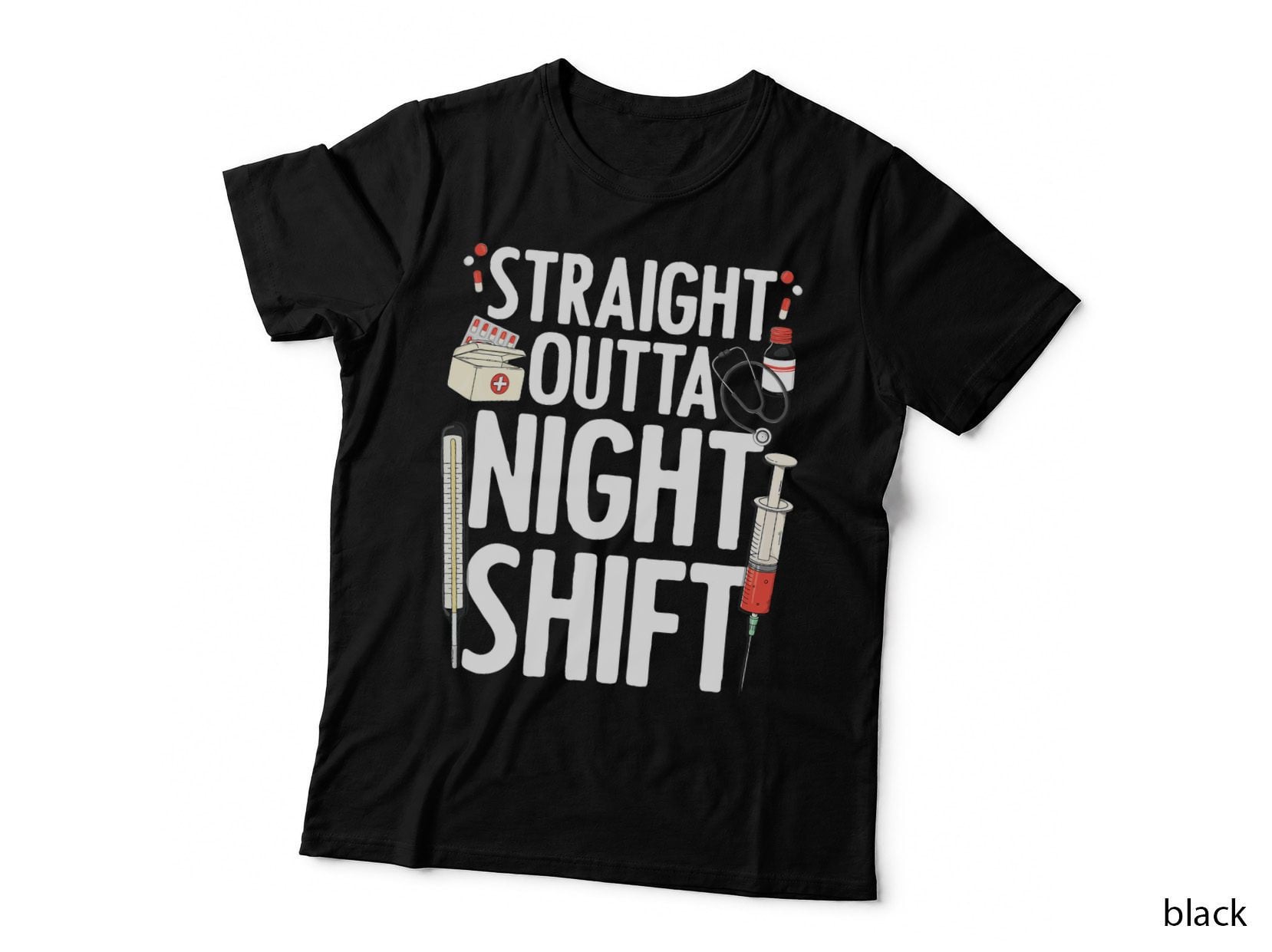 Night Shift Nurse for Men Women Emergency Registered Nurse T-Shirt