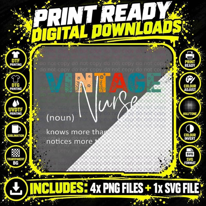 Nurse Knows More Than She Says Definition Vintage Nurse Png SVG Digital Bundle
