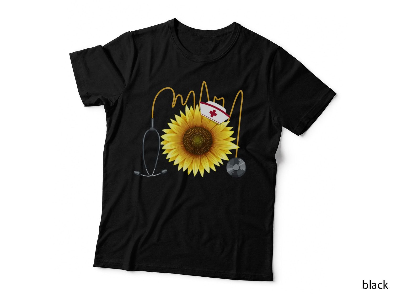 Nurse Sunflower Heartbeat Gift Design for Nurses T-Shirt