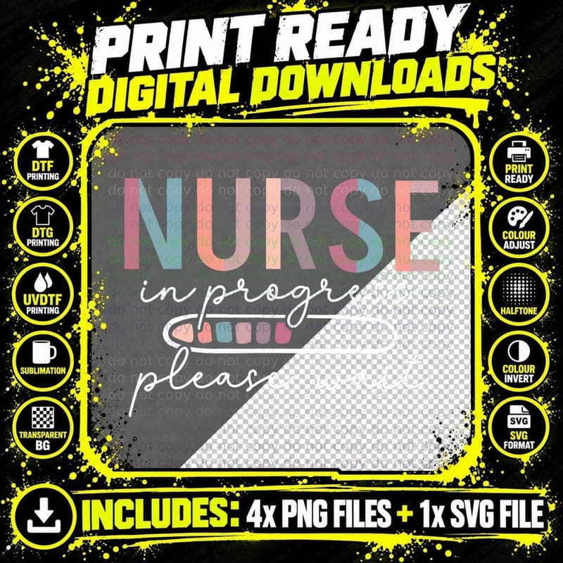 Nurse in Progress Future Nurse Nursing School Graduation Png SVG Digital Bundle