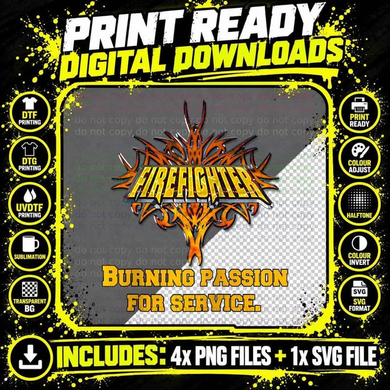Occupation Firefighter Firemen Burning Passion for Png SVG Digital Bundle