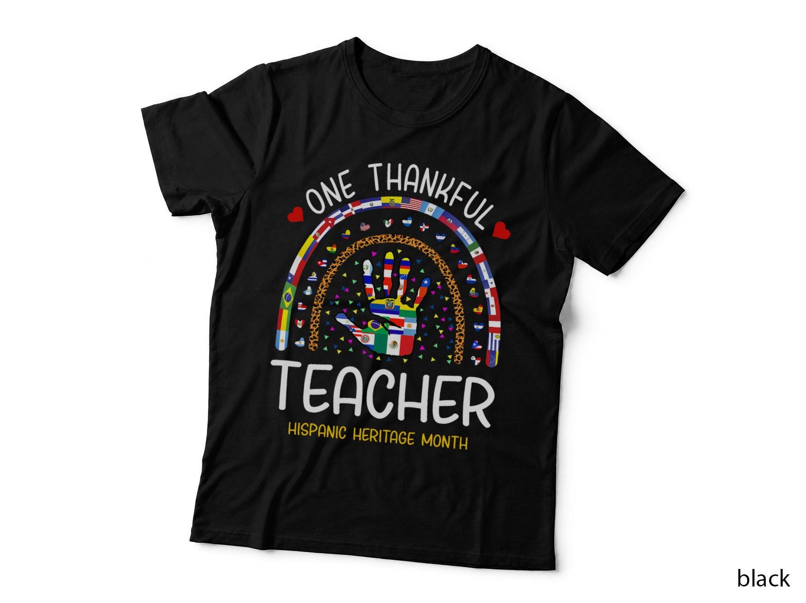 One Thankful Teacher Hispanic Heritage Month Countries Flags T-Shirt