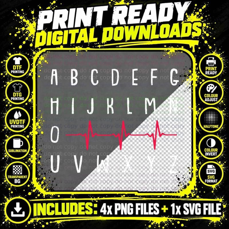 PQRST Nurse Funny EKG Registered Nursing Student RN Gift Png SVG Digital Bundle