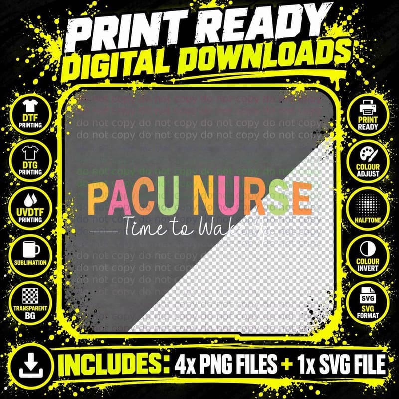 Pacu Nurse Time to Wake up Cute Sayings Funny T-Shirt Png SVG Digital Bundle
