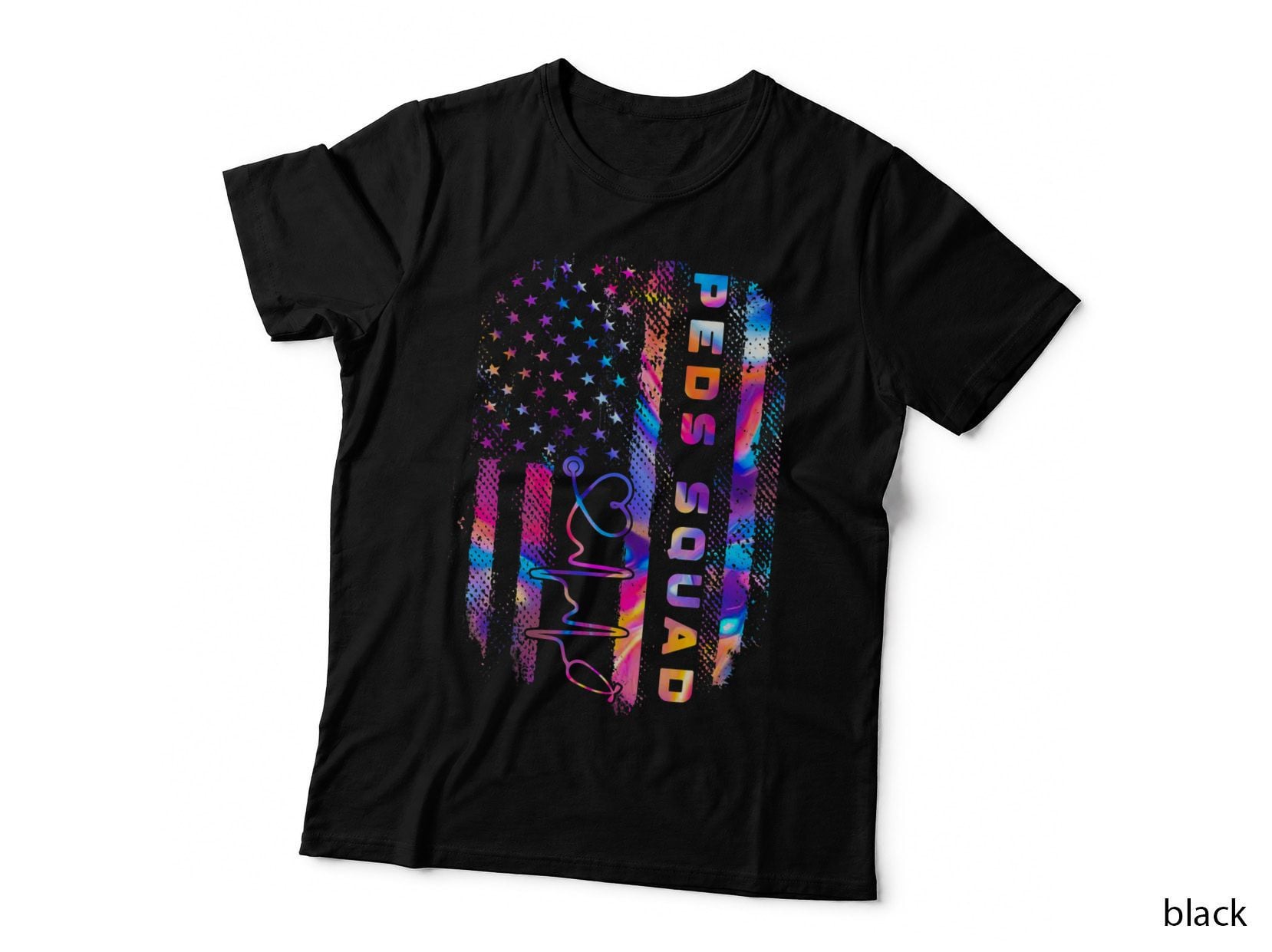 Peds Squad US Flag American Pediatric Nurse Nursing Doctor T-Shirt