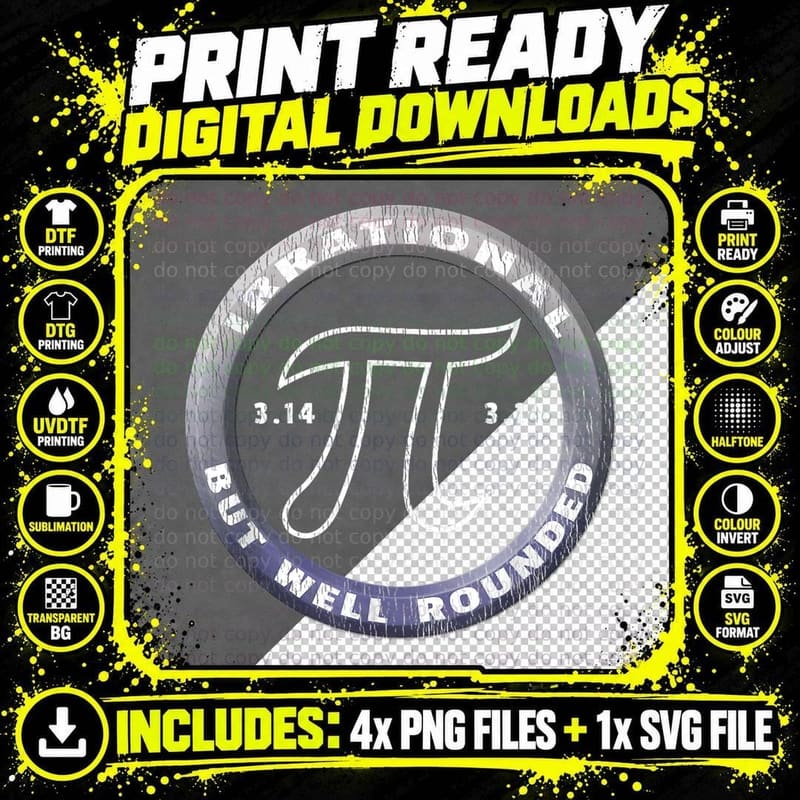 Pi Day Pi Symbol Quote - Math Student - Mathematics Png SVG Digital Bundle