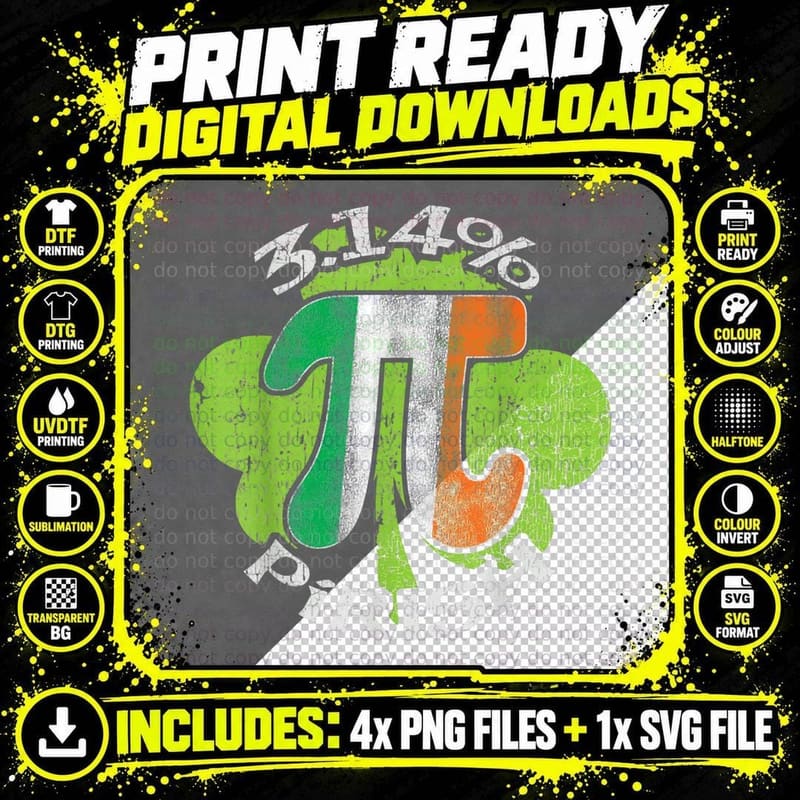 Pi Math St Patricks Day Math Teacher Shamrock St Patrick Png SVG Digital Bundle