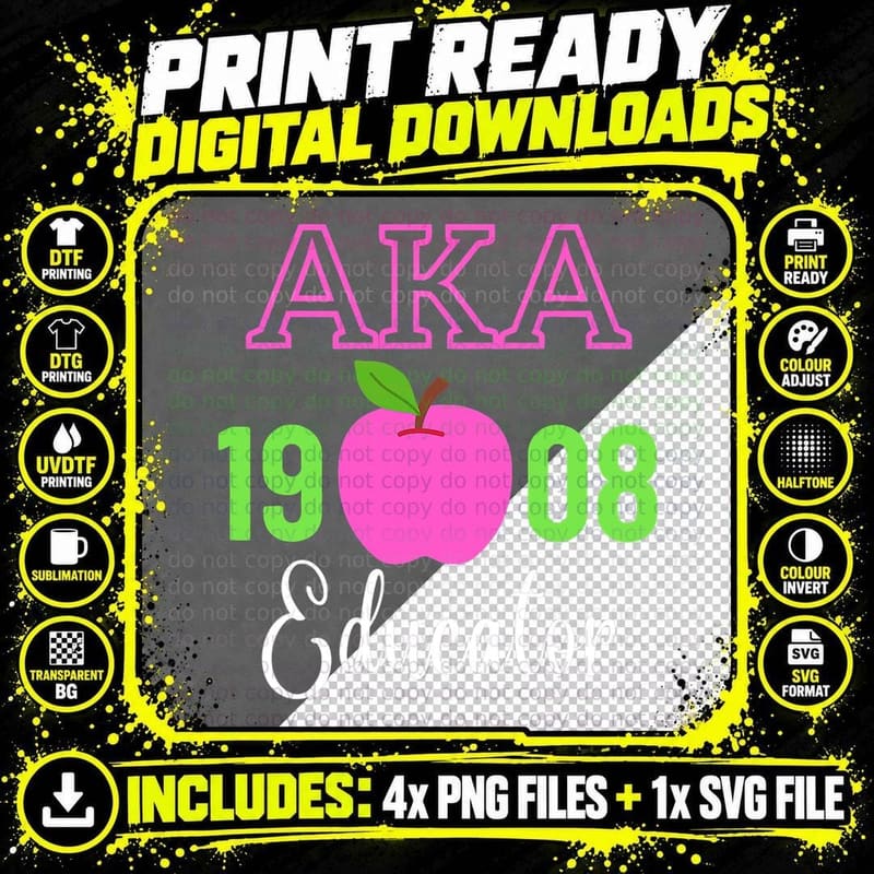 Pink Green Aka Educator Black History Month Teacher Png SVG Digital Bundle