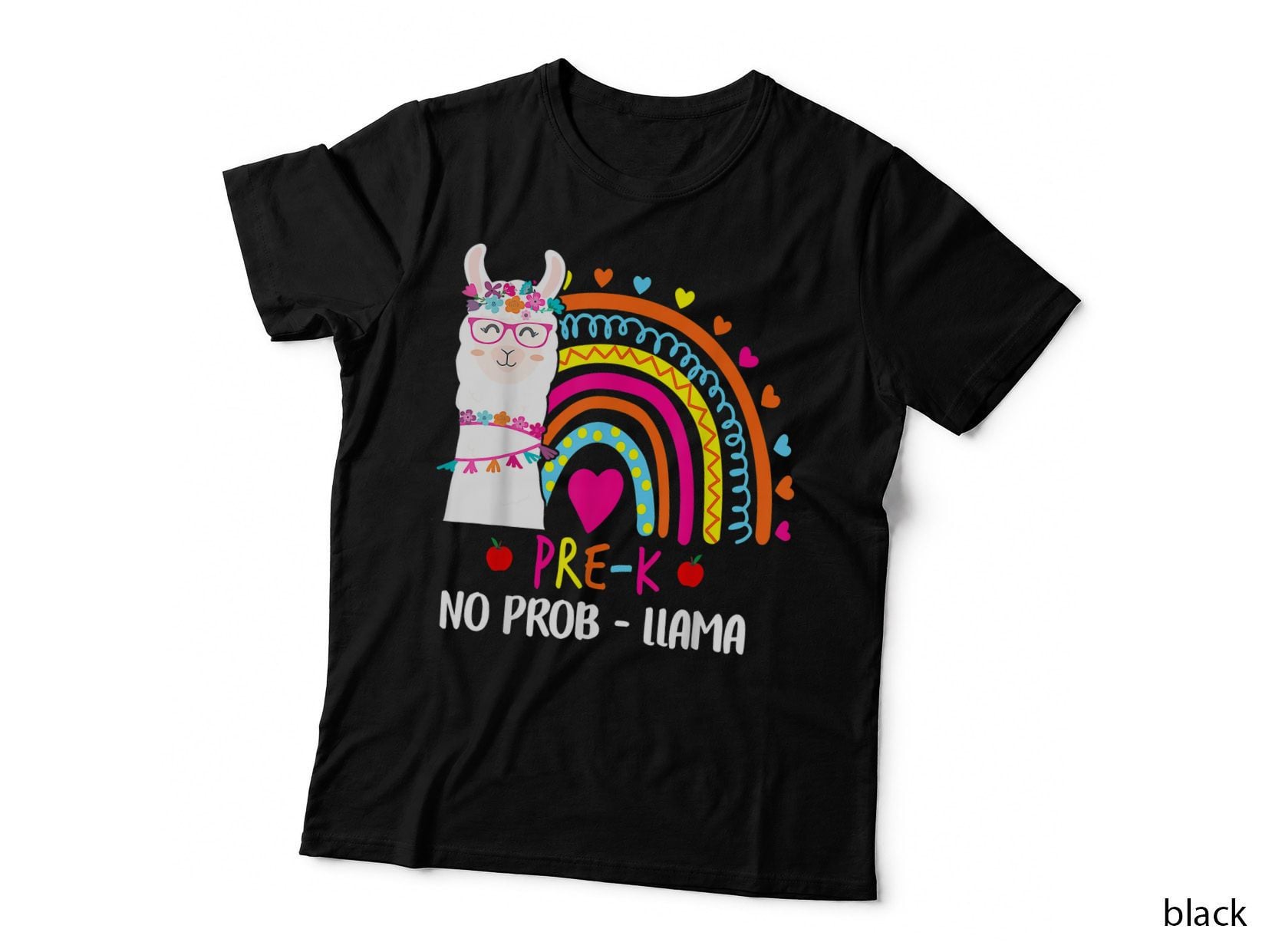 Pre K No Prob Llama Teacher Rainbow Back to School T-Shirt