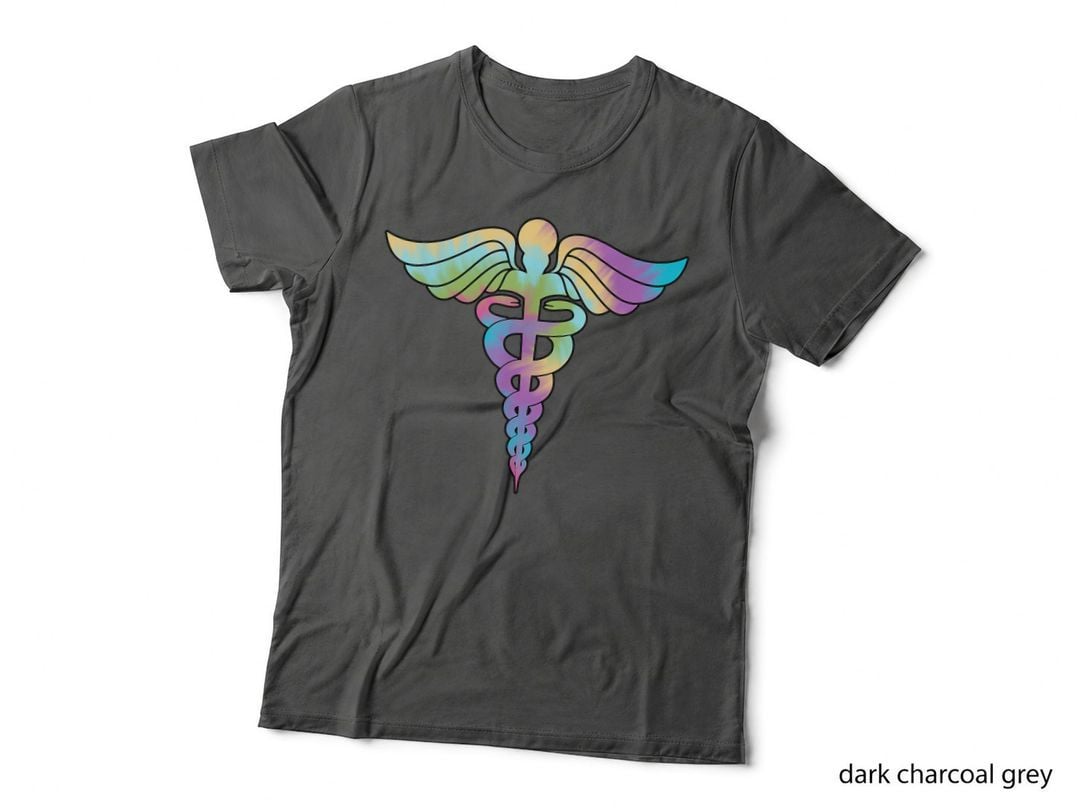 Pretty Pastel Tie Dye Nurse Doctor Caduceus Medical Symbol T-Shirt