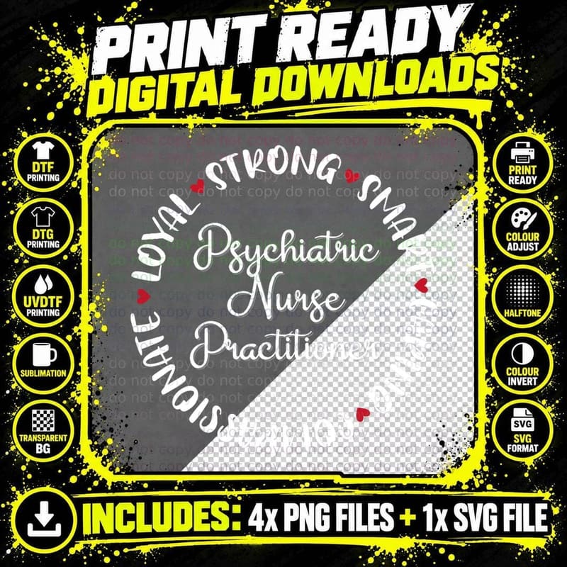 Psychiatric Nurse Practitioner Gifts Nurses Medical Love Png SVG Digital Bundle