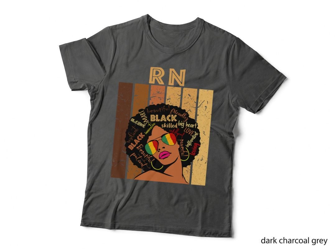 RN Registered Nurse Afro African Women Black History Month T-Shirt