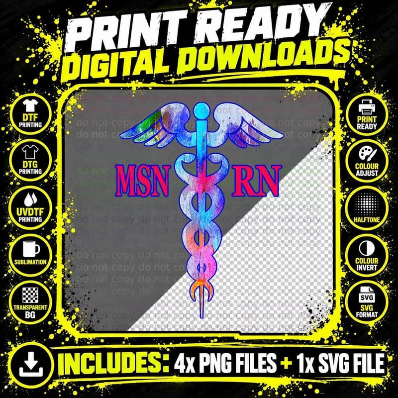 Registered Nurse MSN RN Nursing Nurse Appreciation Png SVG Digital Bundle