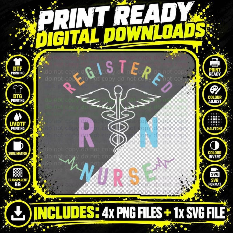 Registered Nurse RN - RN Nursing Hospital RN Staff Nurse Png SVG Digital Bundle