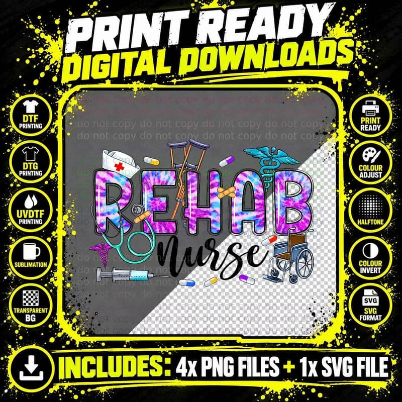 Rehab Nurse Rehabilitation Nursing Rehab Technician Tie Png SVG Digital Bundle