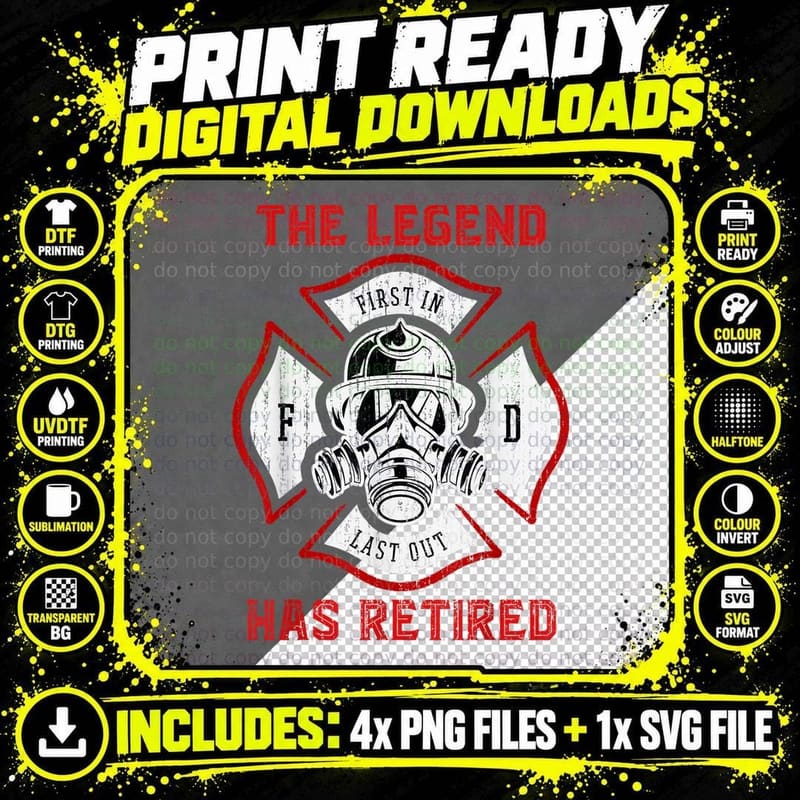 Retired Fireman Retirement Proud Firefighter T-Shirt Png SVG Digital Bundle