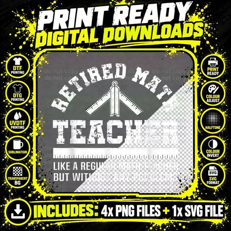 Retired Math Teacher T Funny Retirement Gift Problems Png SVG Digital Bundle
