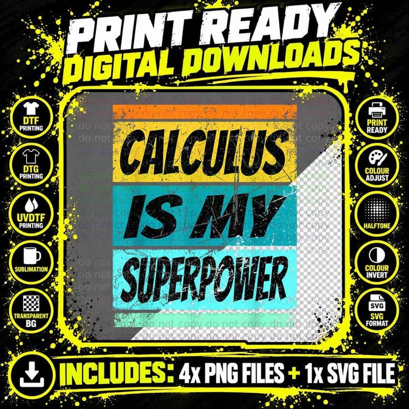 Retro Calculus Is My Superpower Funny Math Teacher Png SVG Digital Bundle