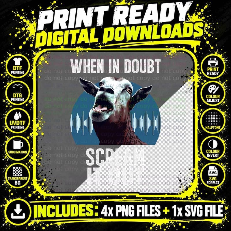 Screaming Goat Scream It Out Meme Face Goat Owner Farmer Png SVG Digital Bundle