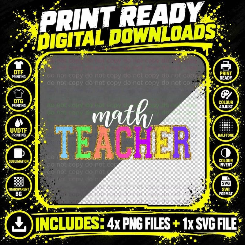 Teaching Math Teacher Funny Back to School Worker Png SVG Digital Bundle