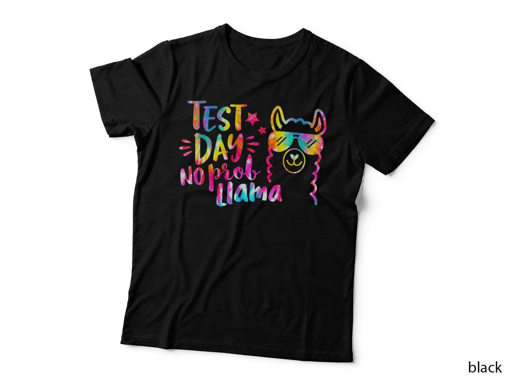 Test Day Teacher T Shirt Test Day No Prob Llama Tie Dye T-Shirt