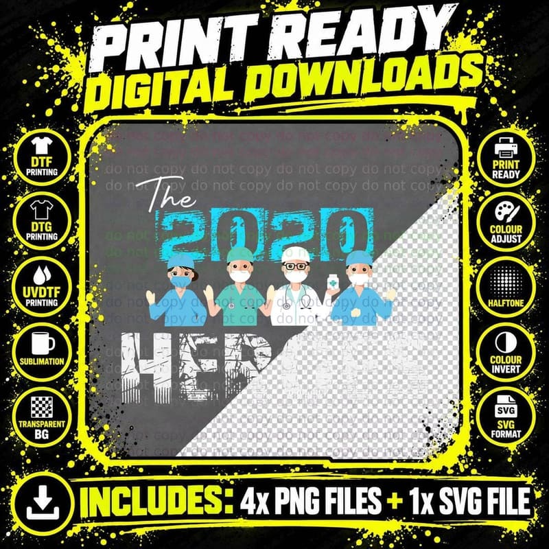 The 2020 Thanks Heroes Nurse Doctor Healthcare Workers Png SVG Digital Bundle
