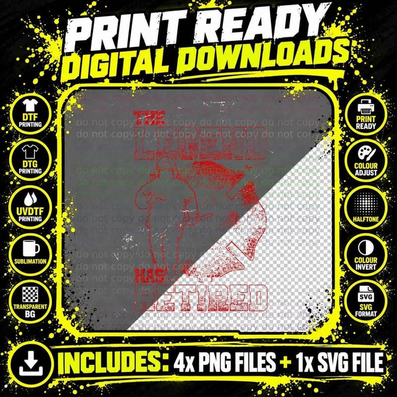 The Legend Has Retired Firefighter T-Shirt Png SVG Digital Bundle