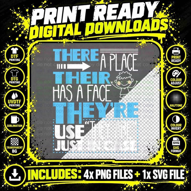There Their They're - English Grammar Police Grammarian Png SVG Digital Bundle