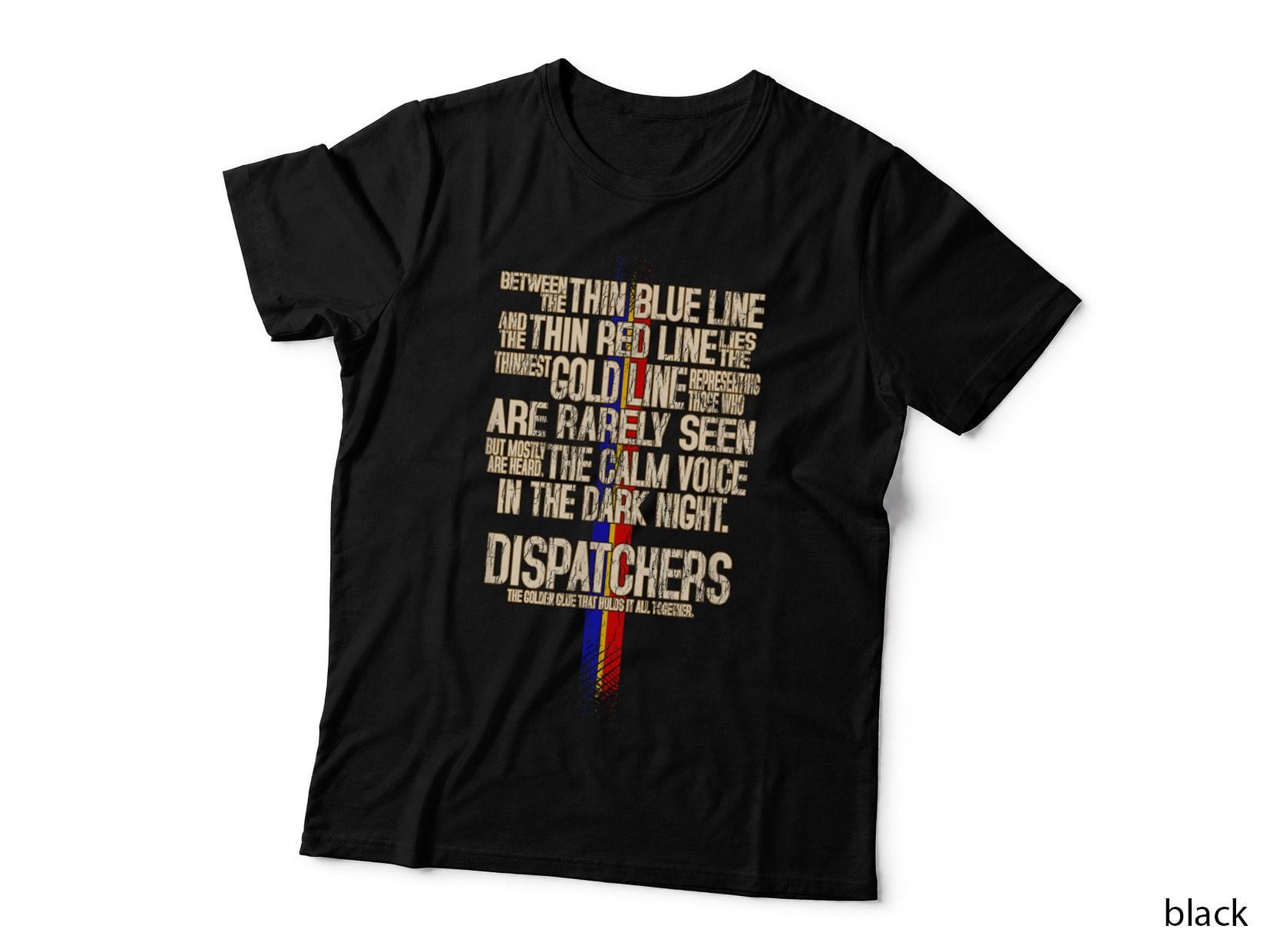 Thin Gold Line 911 Dispatcher Law Enforcement Firefighter T-Shirt