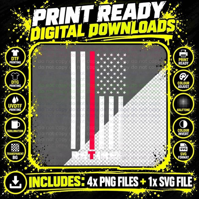 Thin Red Line Retired Firefighter Retirement Gifts Women Png SVG Digital Bundle